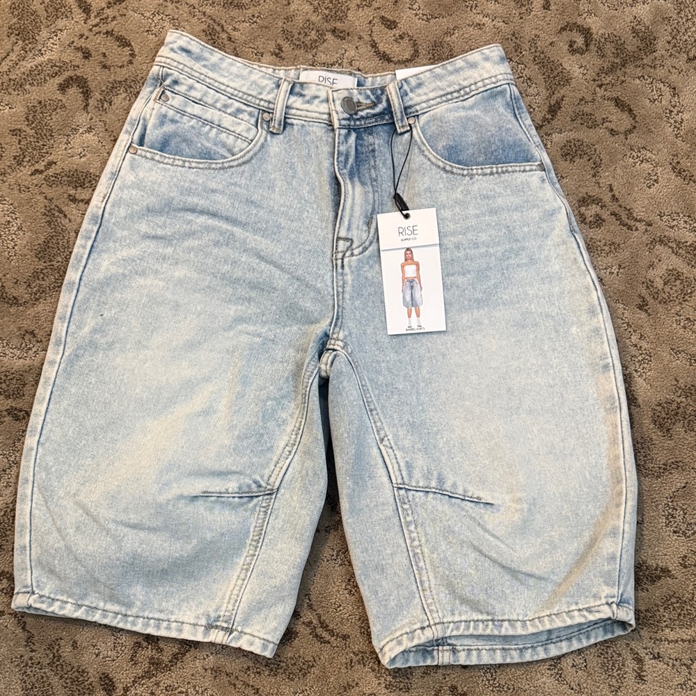Light Blue Denim barrel  Shorts